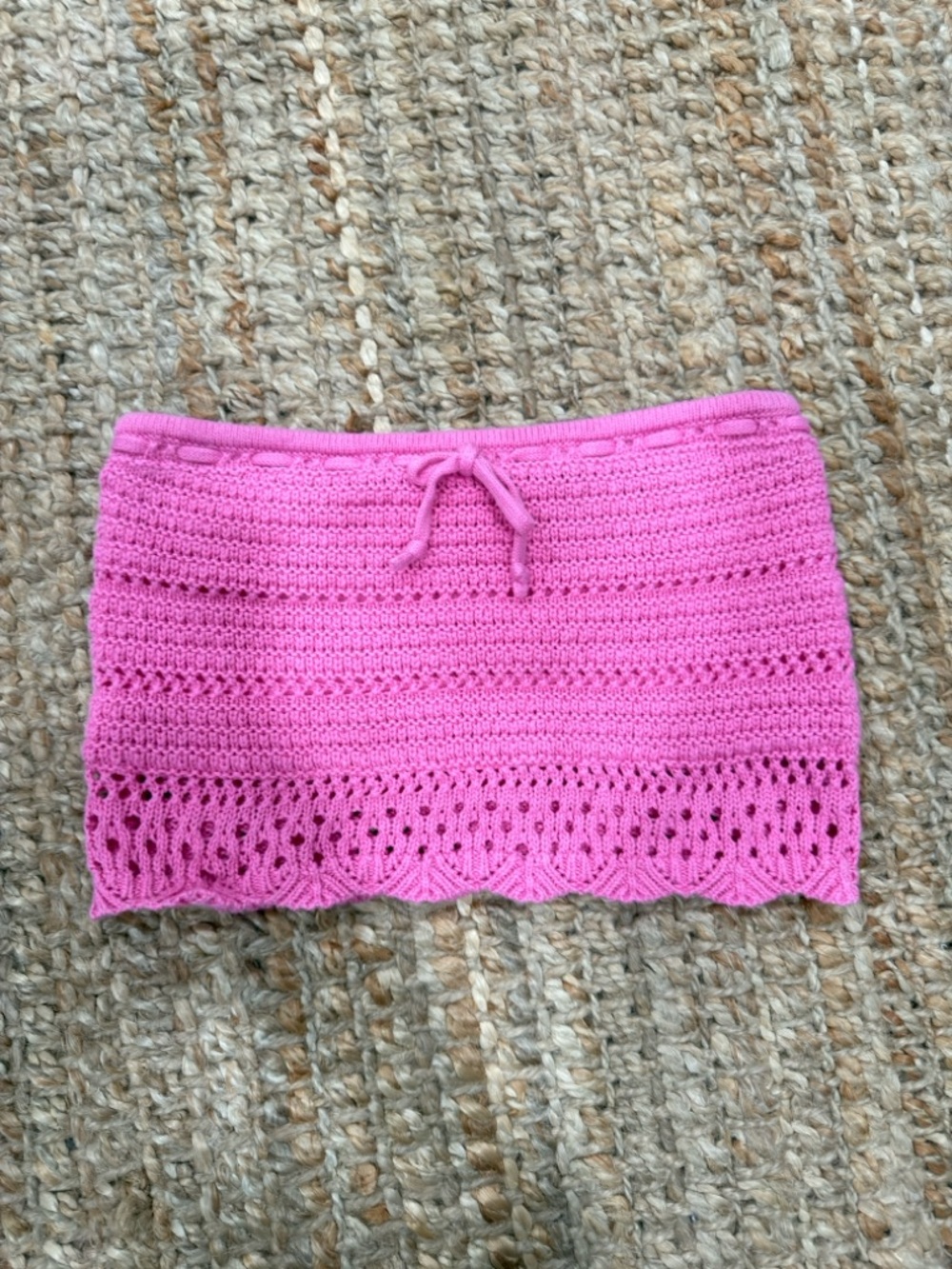 Women's Pink Crochet Tube Top